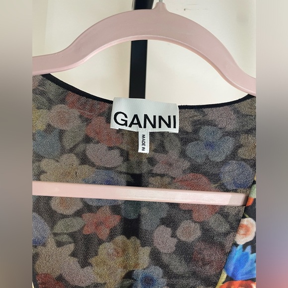 Ganni || Floral Print Mesh Midi Wrap Dress, Size 38 (medium) worn once - Picture 7 of 10